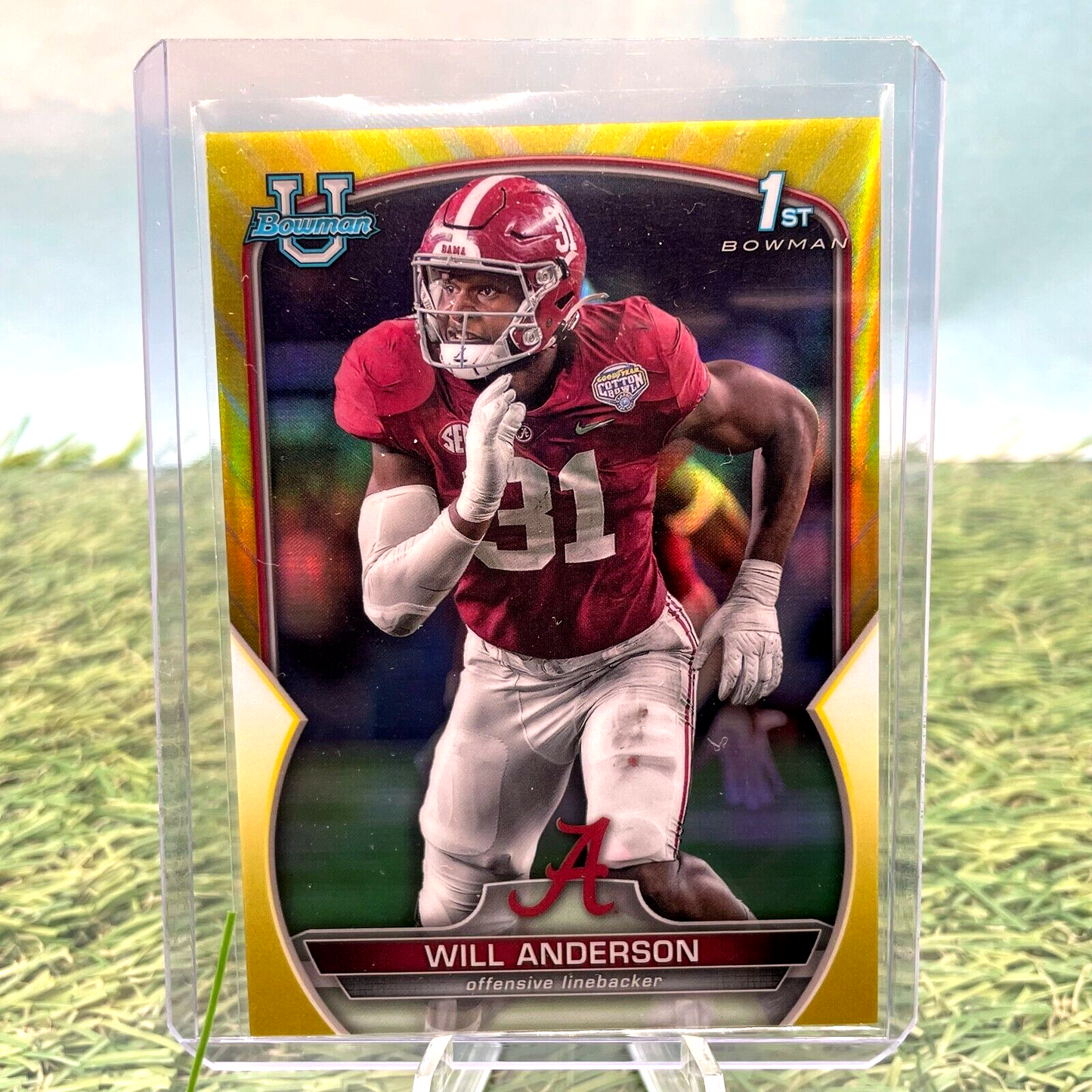 Will Anderson Alabama player #31 sports trading card in crimson uniform Yellow /75 edition