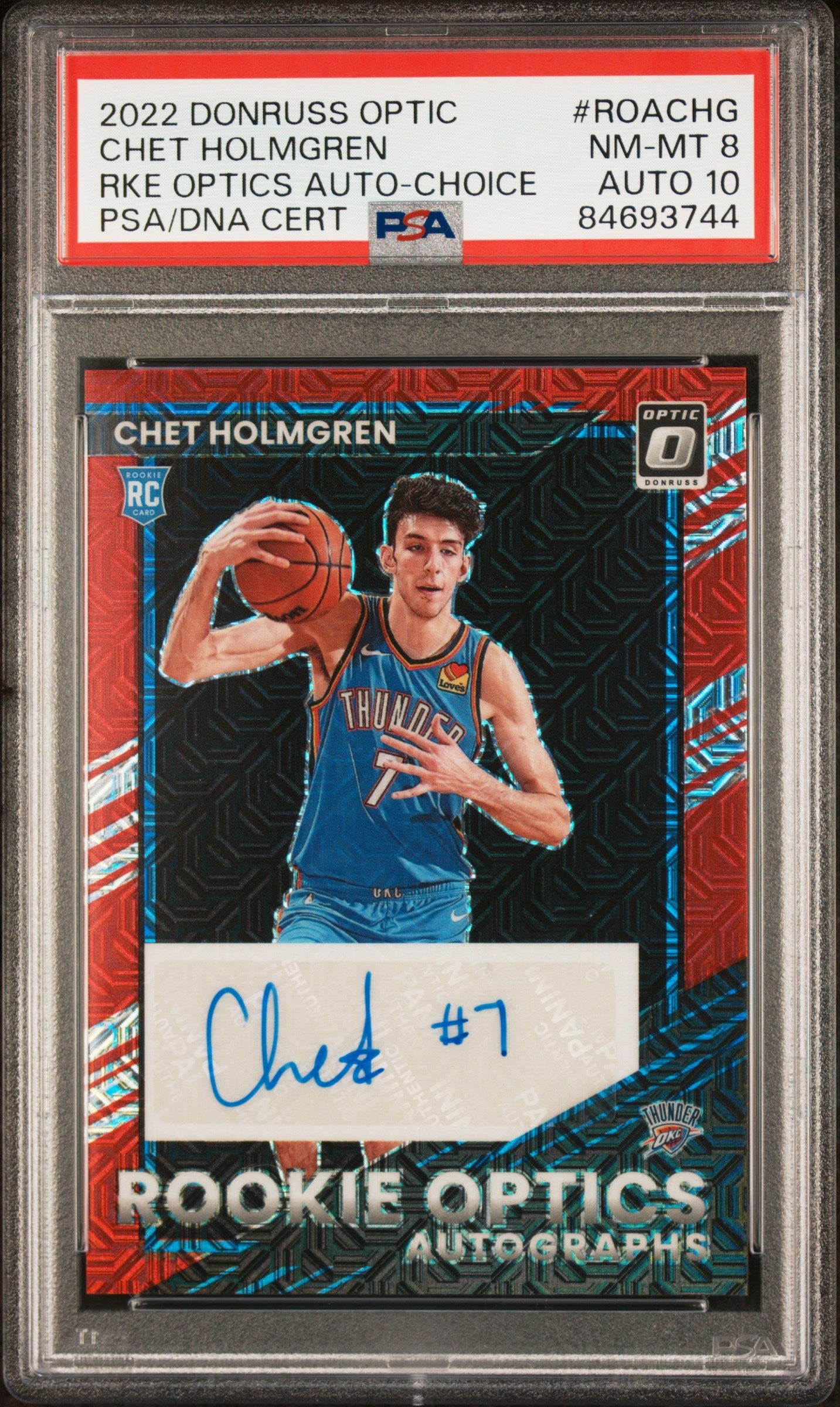 Chet Holmgren 2022 Donruss Optic Choice Auto PSA 8 Auto 10 signed basketball card