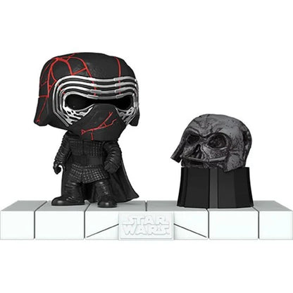 Star Wars Dark Side Kylo Ren Funko Pop with Darth Vader’s Helmet on white blocks