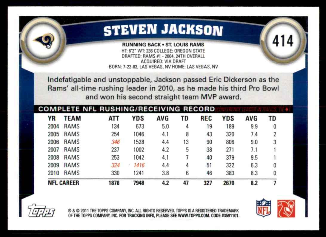 2011 Topps Steven Jackson St. Louis Rams #414