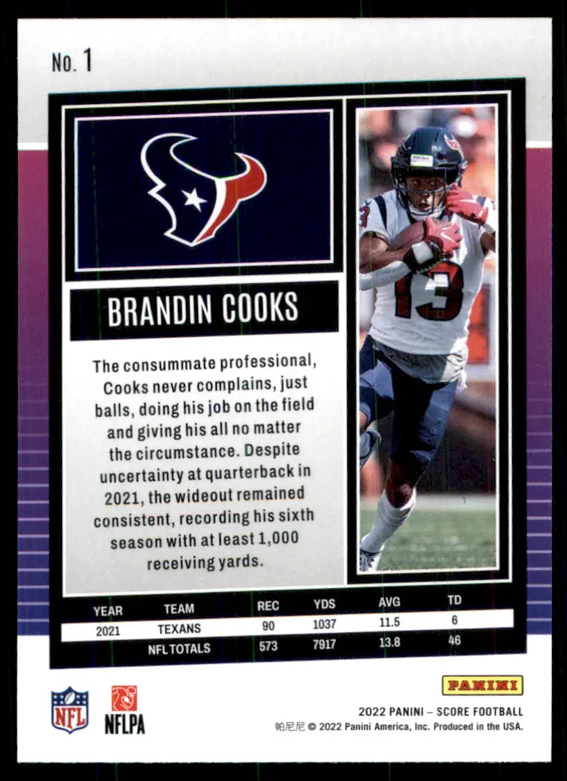 2022 Score Brandin Cooks Houston Texans #1