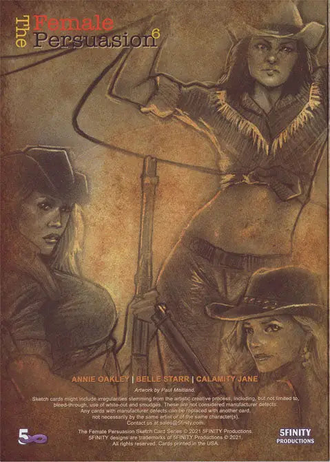 Movie poster for Female Persuasion featuring Wild West women in 5finity sketch cards