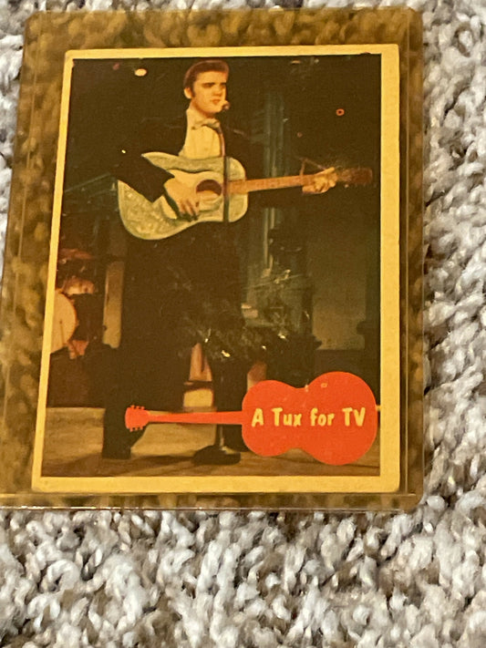 Vintage 1956 Topps Elvis Presley #20 trading card of a musician with acoustic guitar