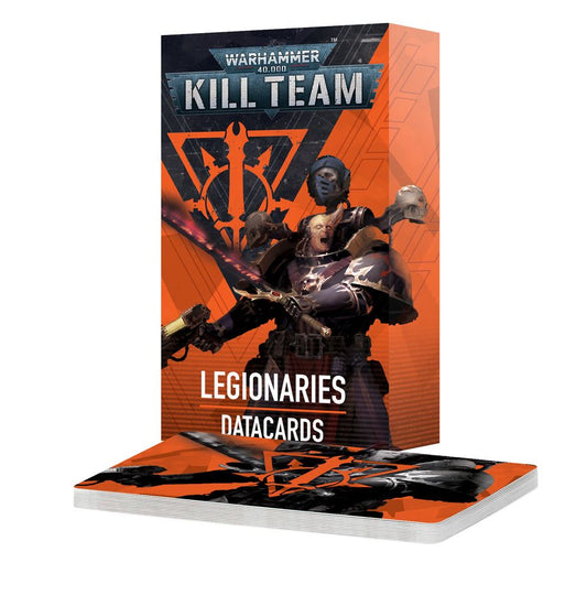 Kill Team Legionaries datacards deck with orange and black artwork for team selection