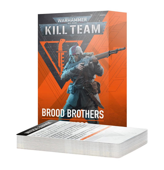 Kill Team Brood Brothers card deck featuring orange and black cover design