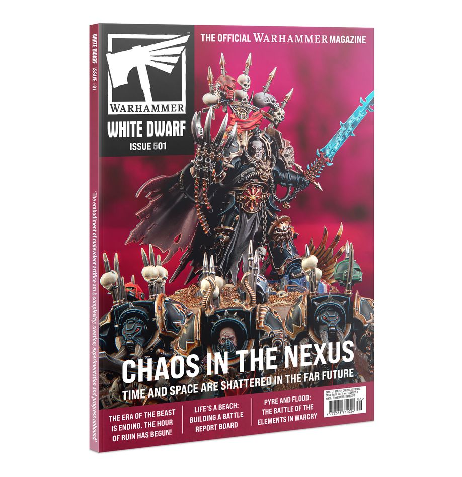 White Dwarf #501 cover featuring a chaos-themed dark armored warrior for Kill Team Desert