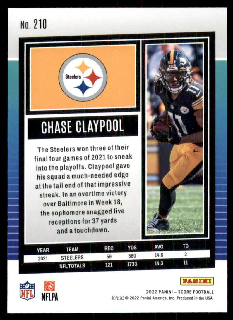 2022 Score Chase Claypool Pittsburgh Steelers #210