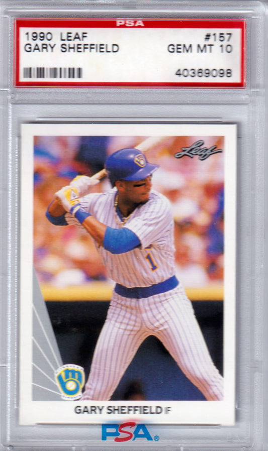 GARY SHEFFIELD 1990 Leaf #157 PSA 10 GEM MINT - BREWERS