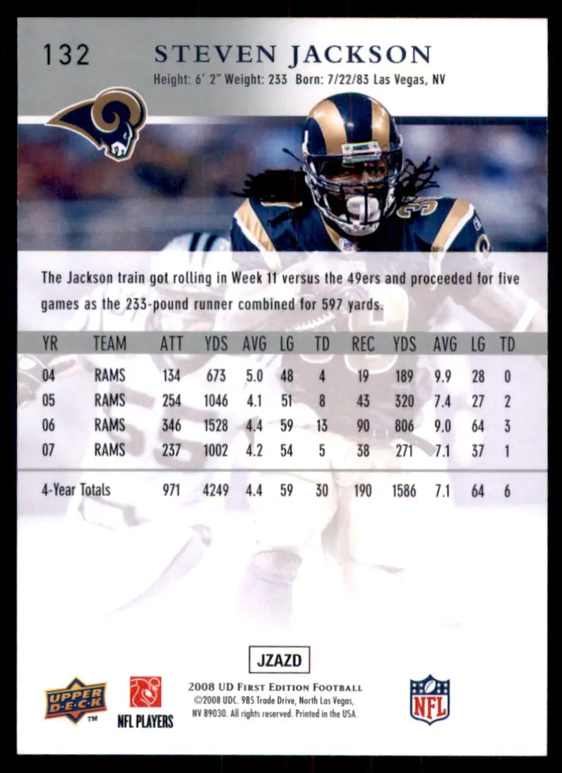 2008 Upper Deck First Edition Steven Jackson St. Louis Rams #132