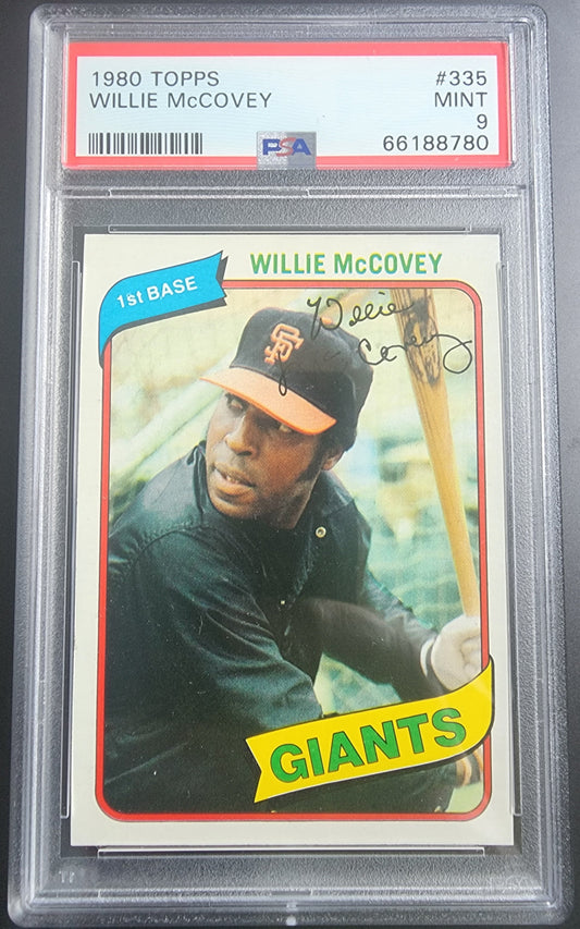 PSA-graded Willie McCovey 1980 Topps #335 baseball card in protective case