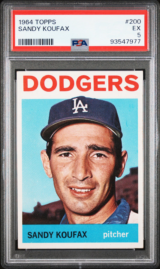 Sandy Koufax 1964 Topps #200 baseball card in PSA 5 graded case for collectors