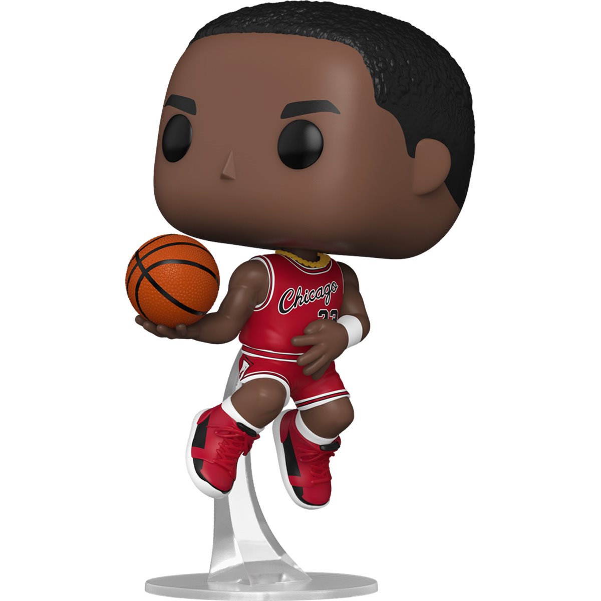 Michael Jordan Rookie Season Funko Pop figure of a Chicago Bulls player jumping with ball