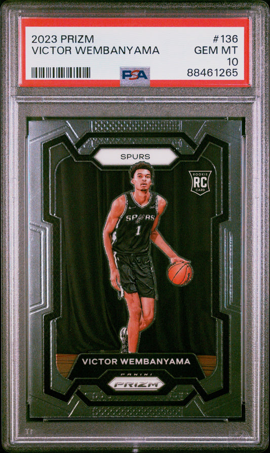 Victor Wembanyama 2023 Panini Prizm #136 PSA 10 Gem Mint Brooklyn Nets card image