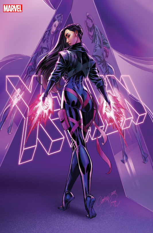 Psylocke glows in her black suit, featured in X-Men #1 J. Scott Campbell trading cards