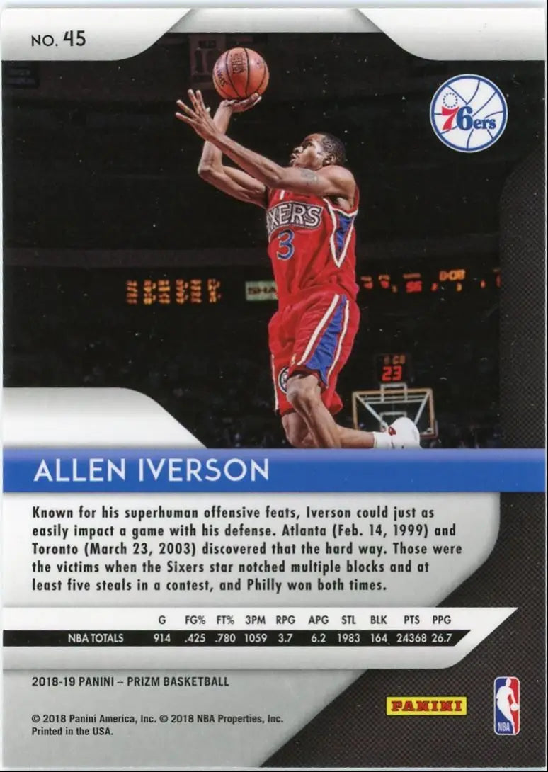 2018-19 Panini Prizm Allen Iverson Philadelphia 76ers #45