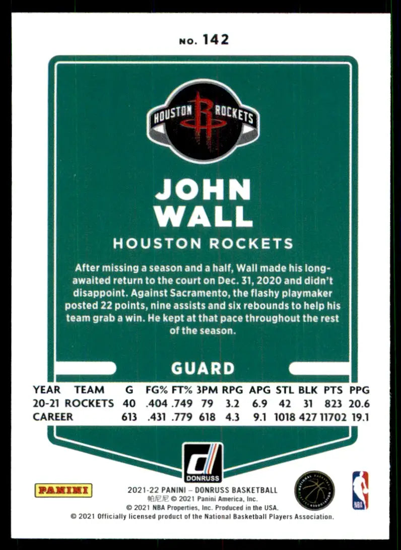 2021-22 Panini Donruss John Wall Houston Rockets #142