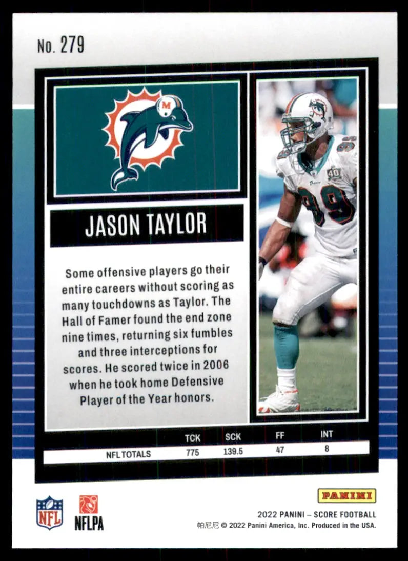 2022 Score Jason Taylor Miami Dolphins #279