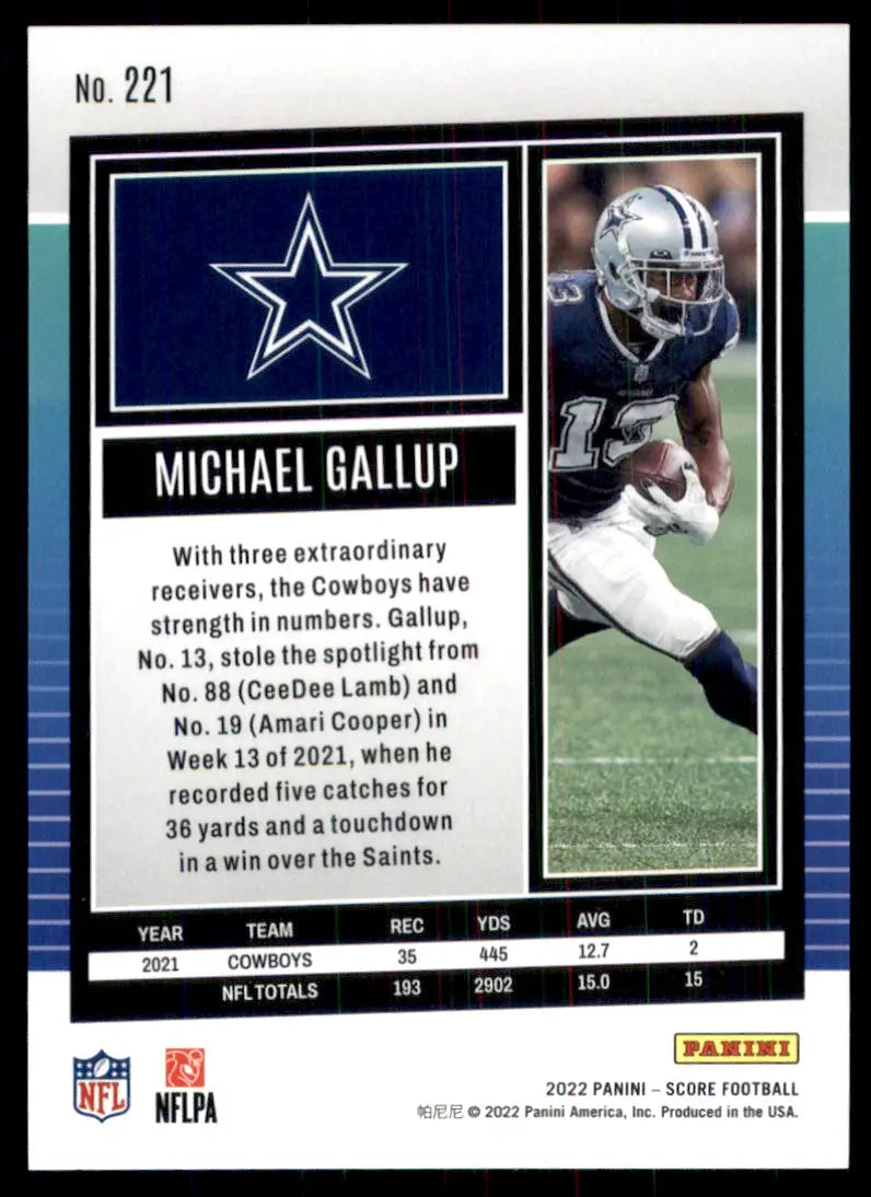 2022 Score Michael Gallup Dallas Cowboys #221