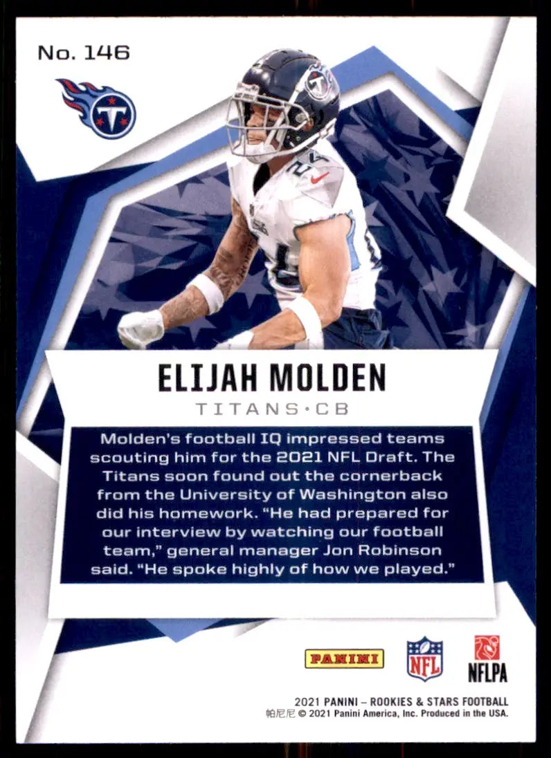 2021 Panini Rookies & Stars Elijah Molden Rookie Tennessee Titans #146