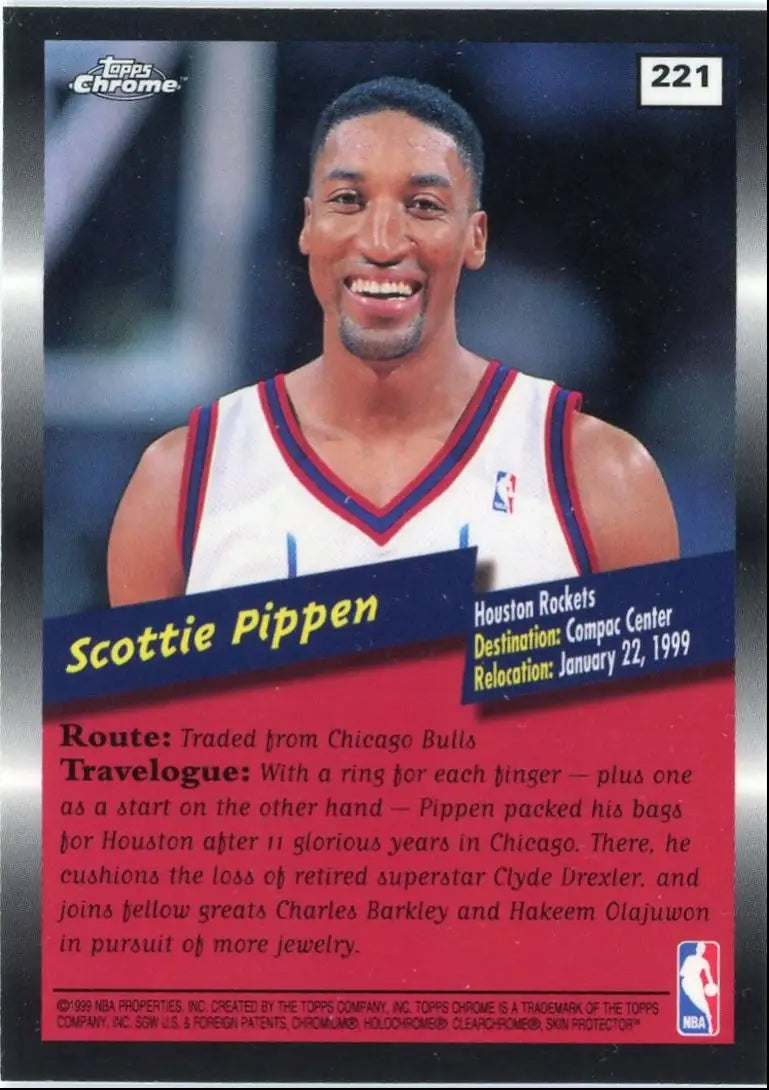 1998-99 Topps Chrome Movin On Scottie Pippen Houston Rockets #221