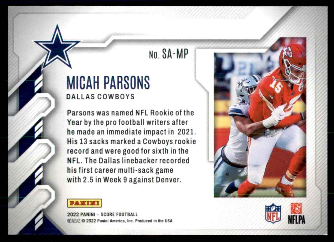 2022 Score Sack Attack Micah Parsons Dallas Cowboys #SA-MP