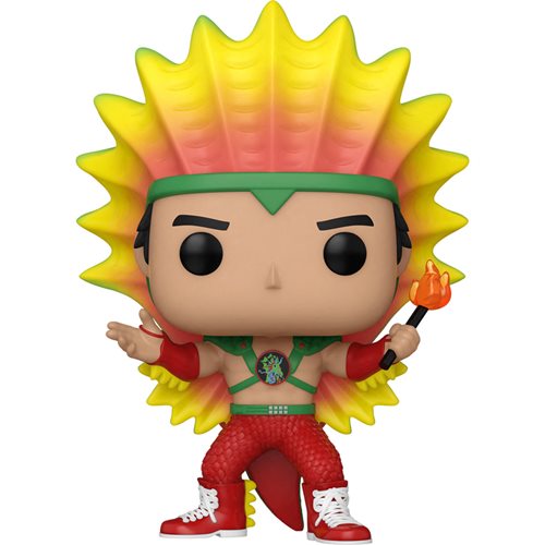 WWE Ricky The Dragon Steamboat Pop! Vinyl Figure with spiky yellow hair and glowing effect