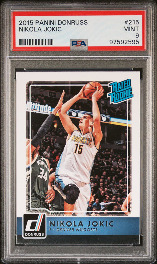 PSA-graded 2015 Donruss Rookie card of Nikola Jokic, Denver Nuggets player #15