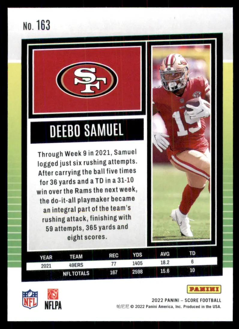 2022 Score Deebo Samuel San Francisco 49ers #163