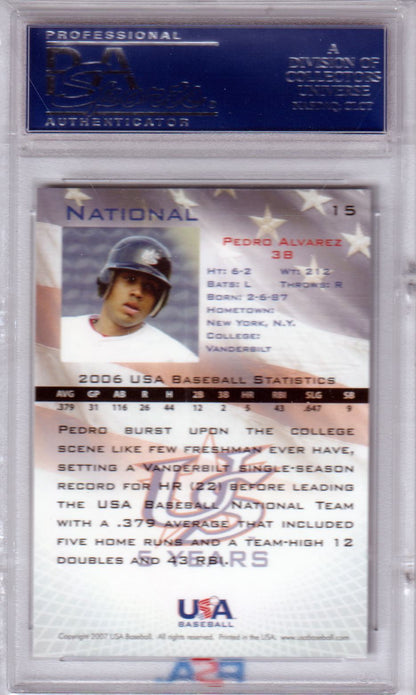 PEDRO ALVAREZ 2006 Usa Baseball RC Rookie #15 PSA 10 GEM MINT - PIRATES Pop 6