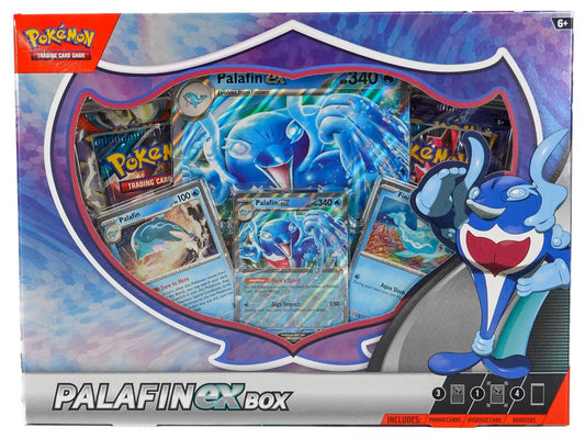 Pokemon Palafin EX Box showcasing collectible Foil Cards and Pokemon cards