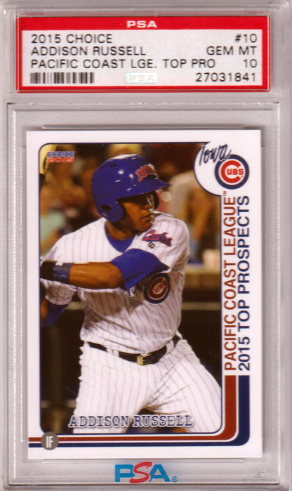 ADDISON RUSSELL 2015 Choice PCL Top Prospects #10 PSA 10 GEM MINT - CUBS POP 9