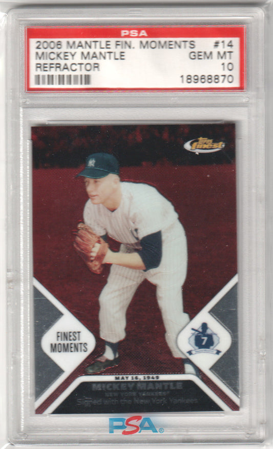 Mickey Mantle 2006 Topps Finest Moments Refractor Card PSA 10 GEM #/850 for collectors