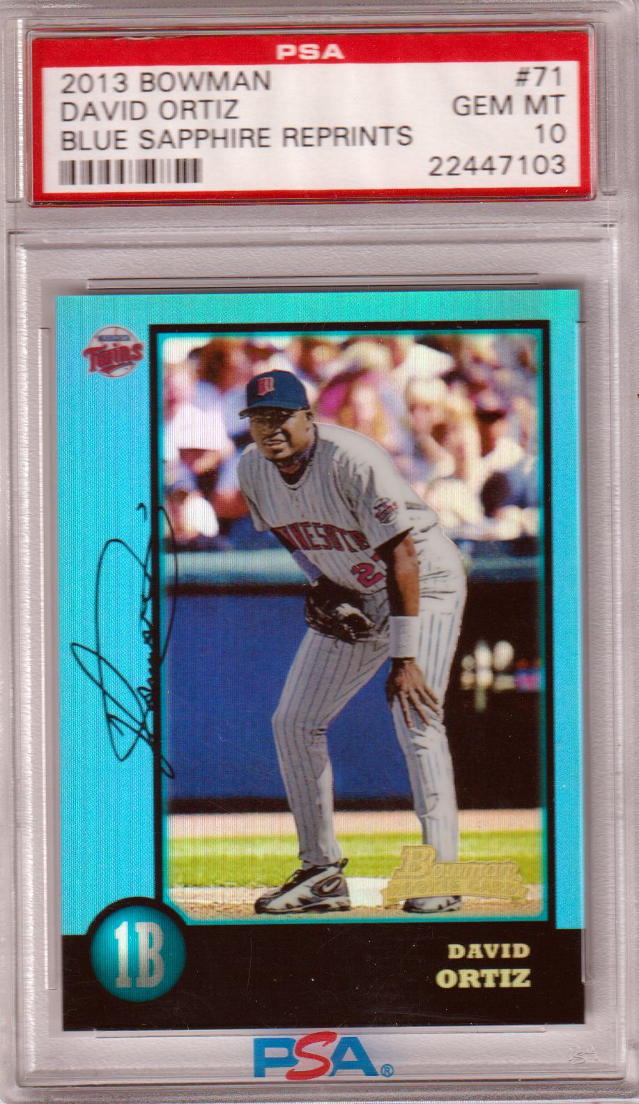 DAVID ORTIZ 2013 Bowman Blue Sapphire Reprints #71 PSA 10 GEM MINT RED SOX