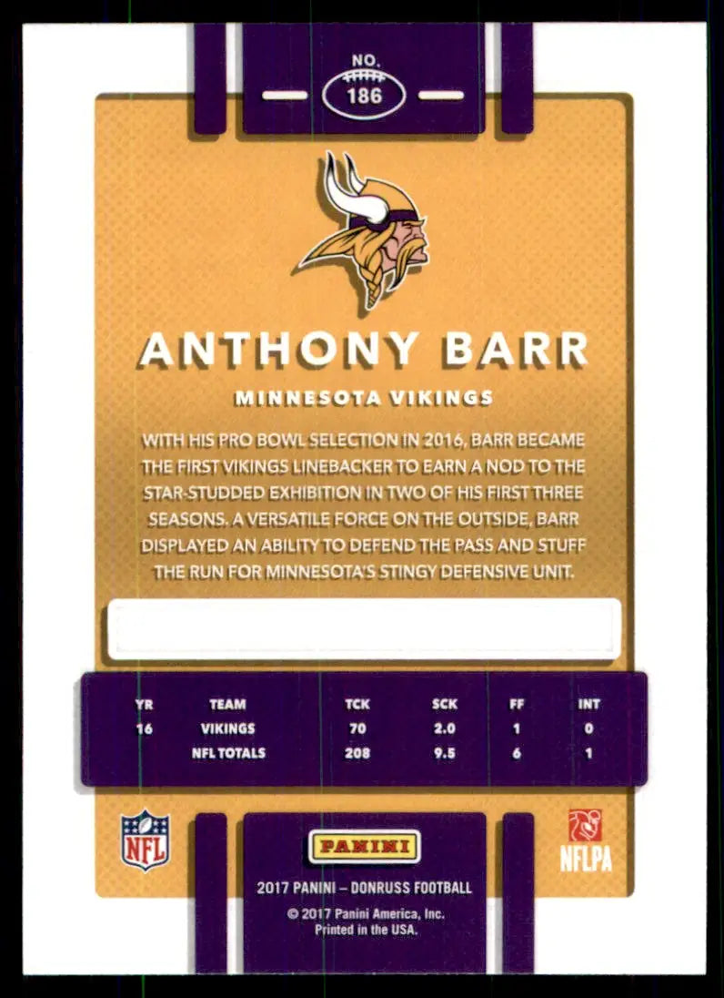 2017 Donruss Anthony Barr Minnesota Vikings #186