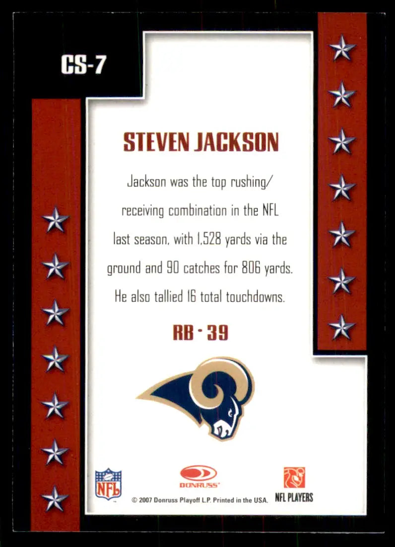 2007 Donruss Threads Century Stars Steven Jackson Insert St. Louis Rams #CS-7