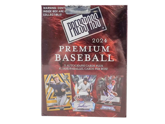 2024 Leaf Press Pass Premium Baseball Hobby Box with autographed card previews