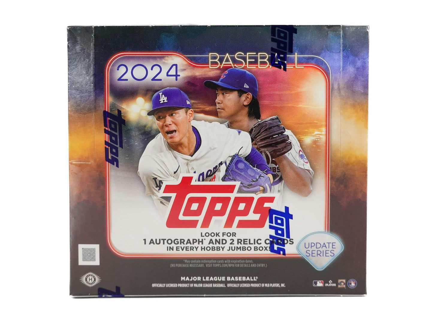 2024 Topps Series 1 Baseball box with Dodgers, featuring jumbo exclusive relic cards