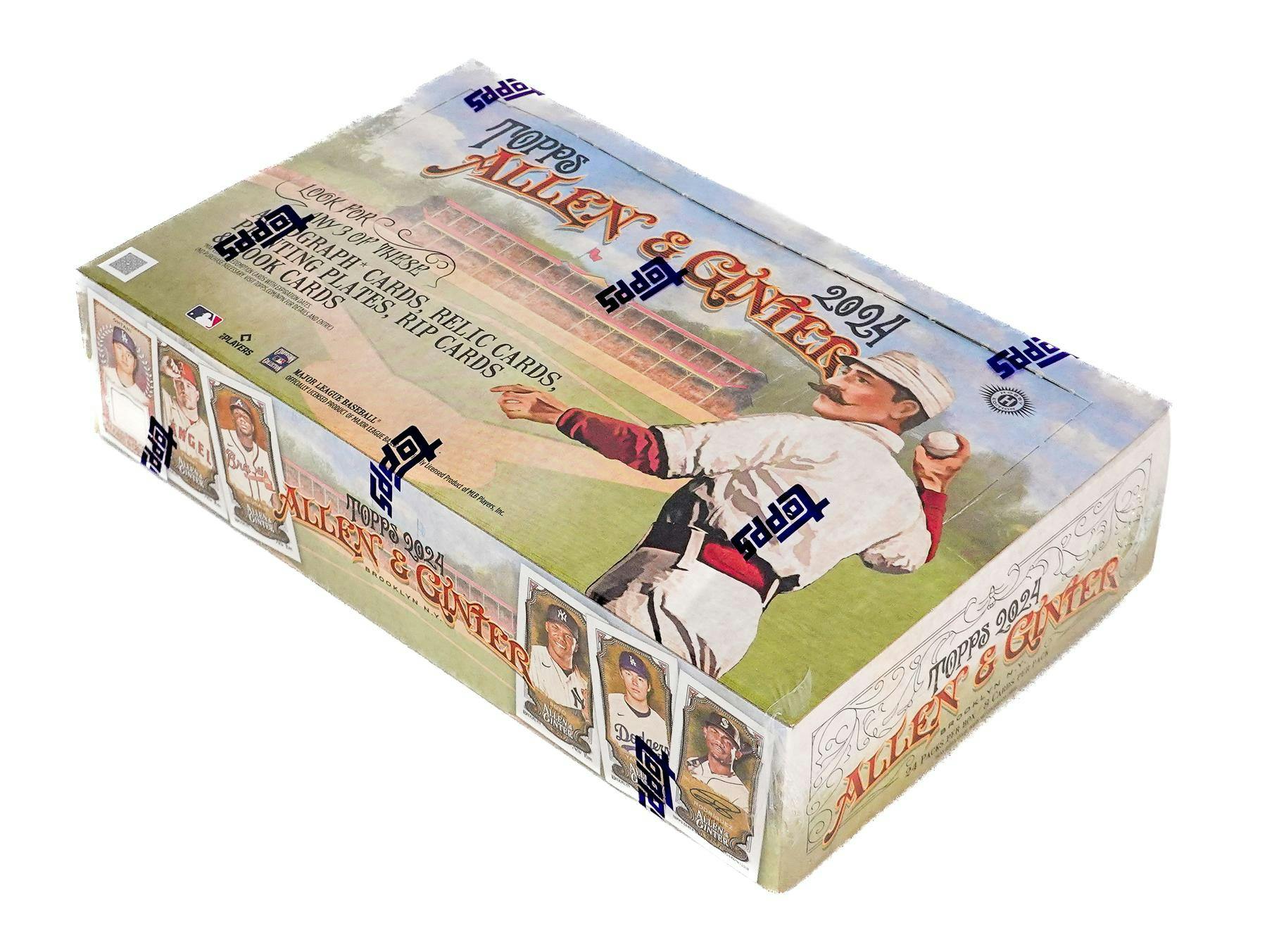 Vintage Baseball Trading Card Box featuring a Pitcher from Allen & Ginter Rip Cards