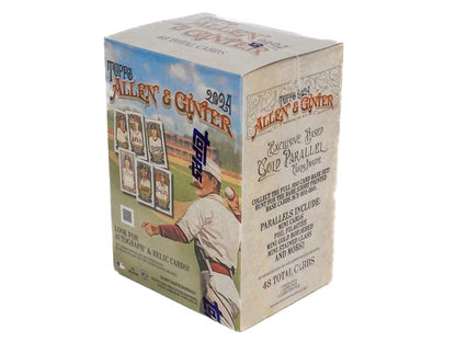 Vintage-style Baseball card box featuring player art from Allen & Ginter Blaster Box