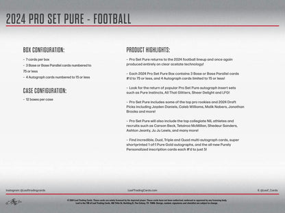 2024 Leaf Pro Set Pure Football Hobby Box