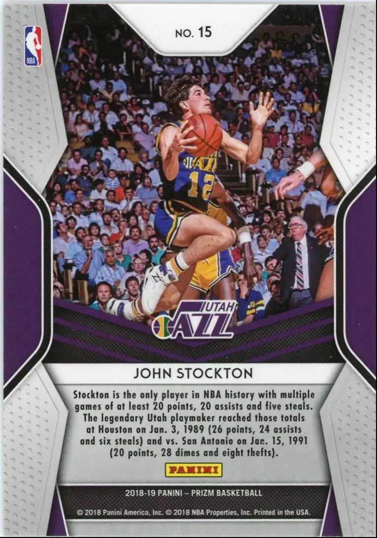 2018-19 Panini Prizm Dominance John Stockton Insert Utah Jazz #15