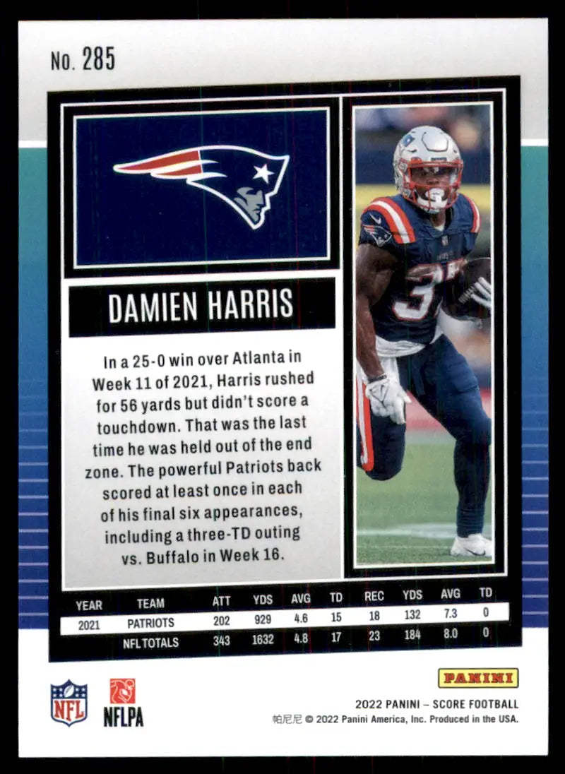 2022 Score Damien Harris New England Patriots #285