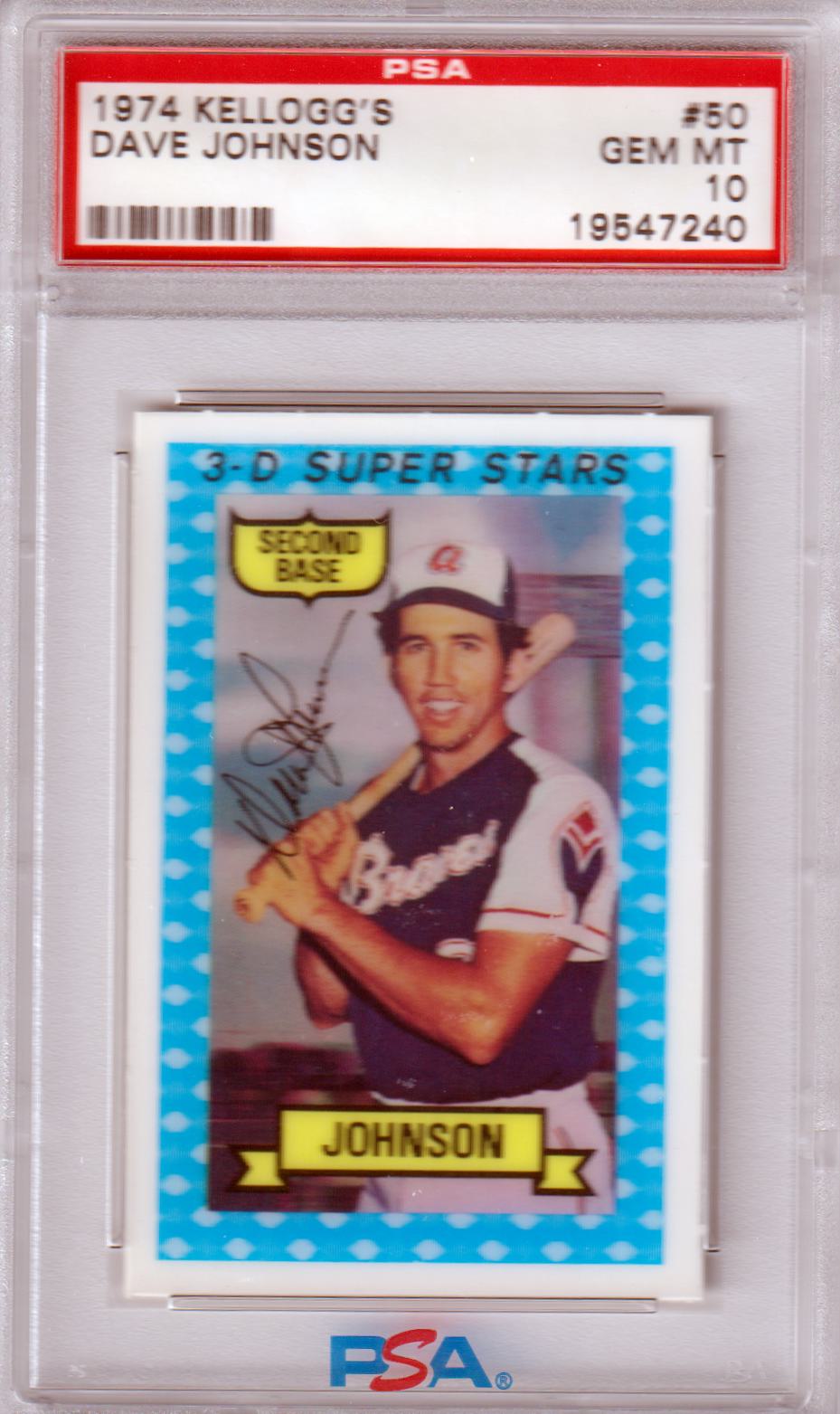 DAVE DAVEY JOHNSON 1974 Kellogg's 3D Super Stars #50 PSA 10 GEM MINT BRAVES