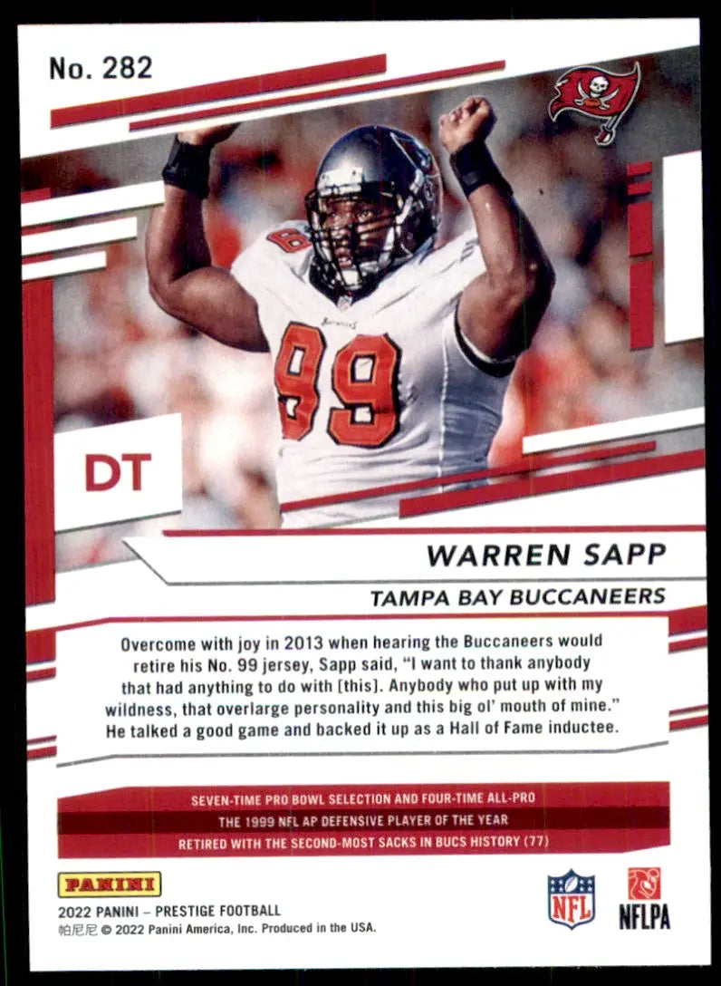 2022 Panini Prestige Warren Sapp Tampa Bay Buccaneers #282