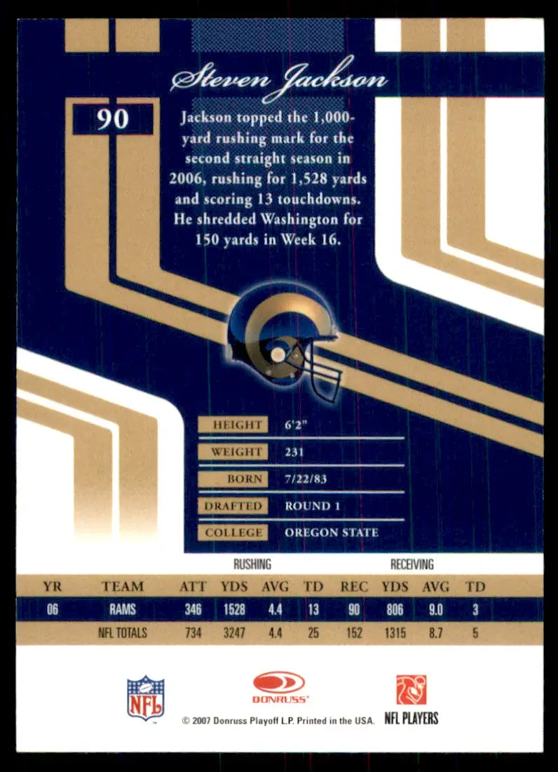 2007 Donruss Elite Steven Jackson St. Louis Rams #90