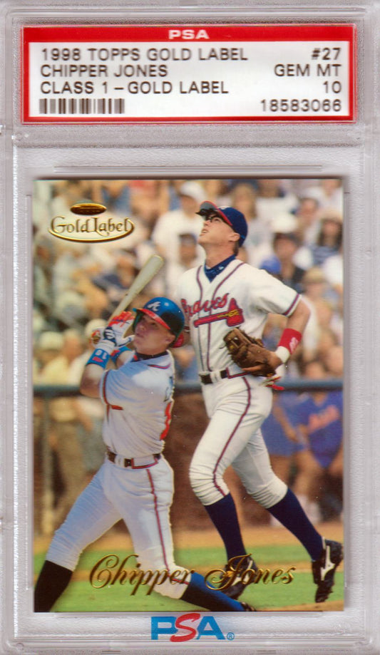 CHIPPER JONES 1998 Topps Gold Label Class 1 #27 PSA 10 GEM MINT BRAVES Pop 15