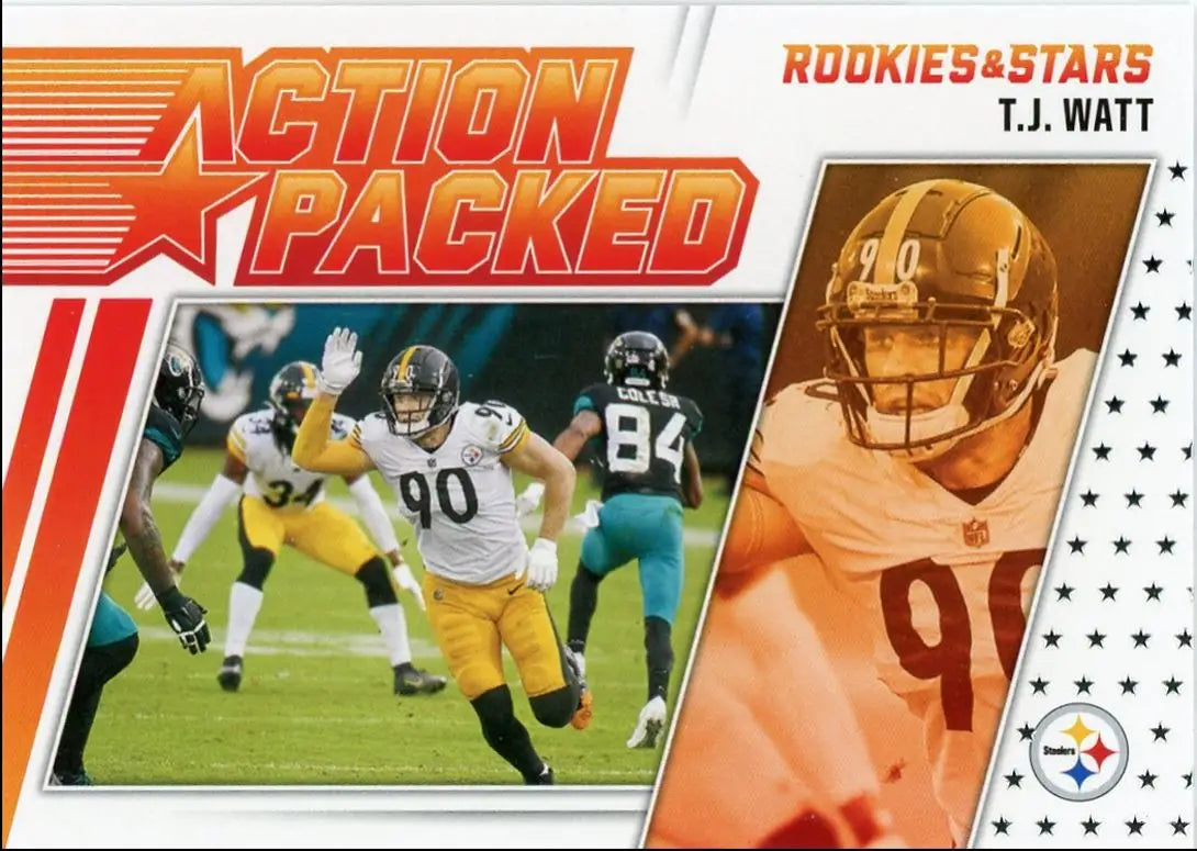 2021 Panini Rookies & Stars TJ Watt Insert Action Packed Pittsburgh Steelers