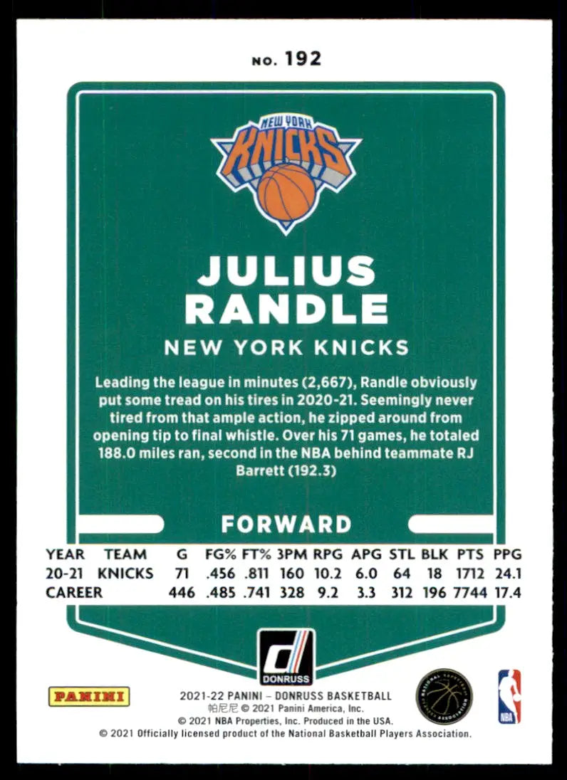 2021-22 Panini Donruss Julius Randle New York Knicks #192