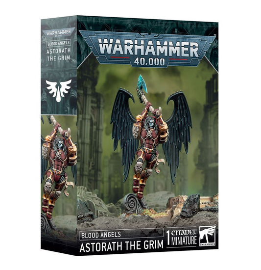 Warhammer 40k Blood Angels Astorath the Grim box art of a winged warrior in armor