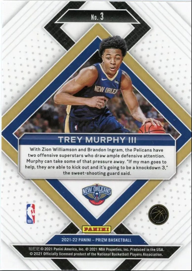 2021-22 Panini Prizm Emergent Trey Murphy III Rookie New Orleans Pelicans #3